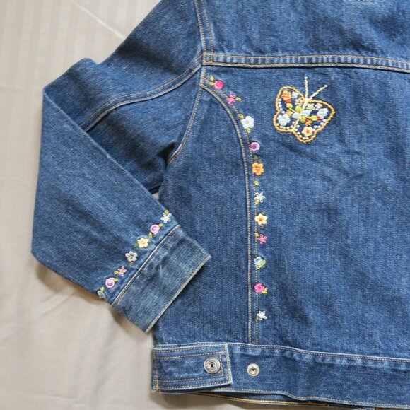 GapKids Girls Denim Jacket/Capri Butterflies & Flowers Outfit Sz 5/6 & 6 NWT - Picture 8 of 16